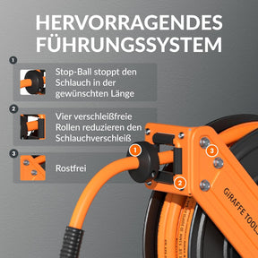 Aufrollbare Luftschlauchaufbewahrung – Legierter Stahl, 3/8 Zoll, 15 m