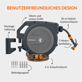 Aufrollbare Gartenschlauchrolle-1/2in-30m